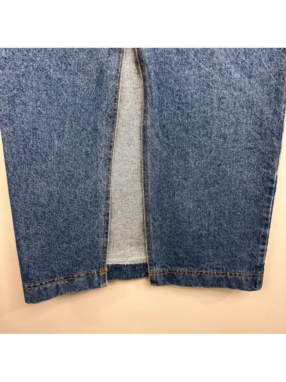 Vtg 80s 90s Cobra rigid cotton denim fitted high rise long pencil maxi skirt 7 - Picture 9 of 16